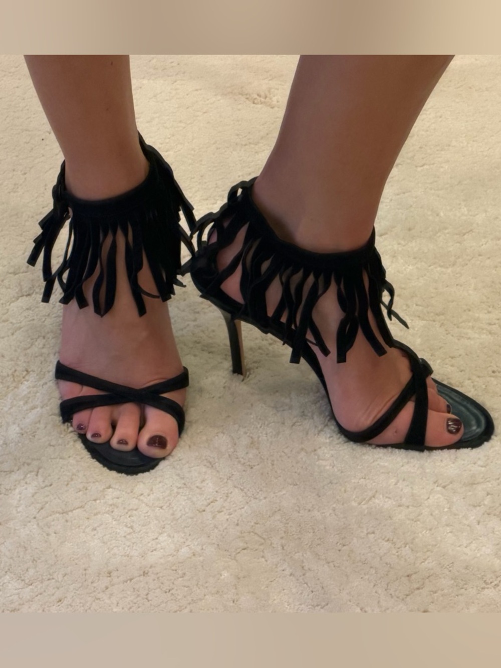 100% authentic Manolo Blahnik Black Fringe heels - Women